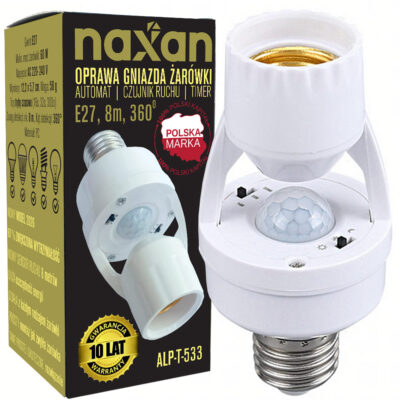 Oprawka E27 z czujnikiem ruchu 360° NAXAN ALP-T-533 – sensor światła
